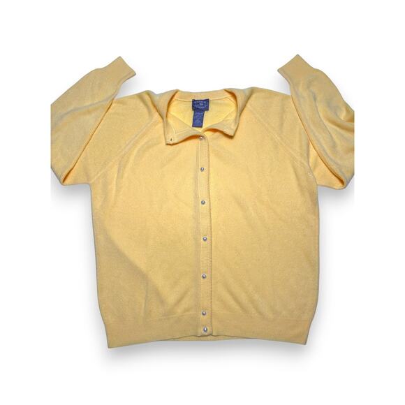 Vintage Designers Originals Luxelon Yellow Cardigan W/ Pear Buttons Size Large - Picture 5 of 8